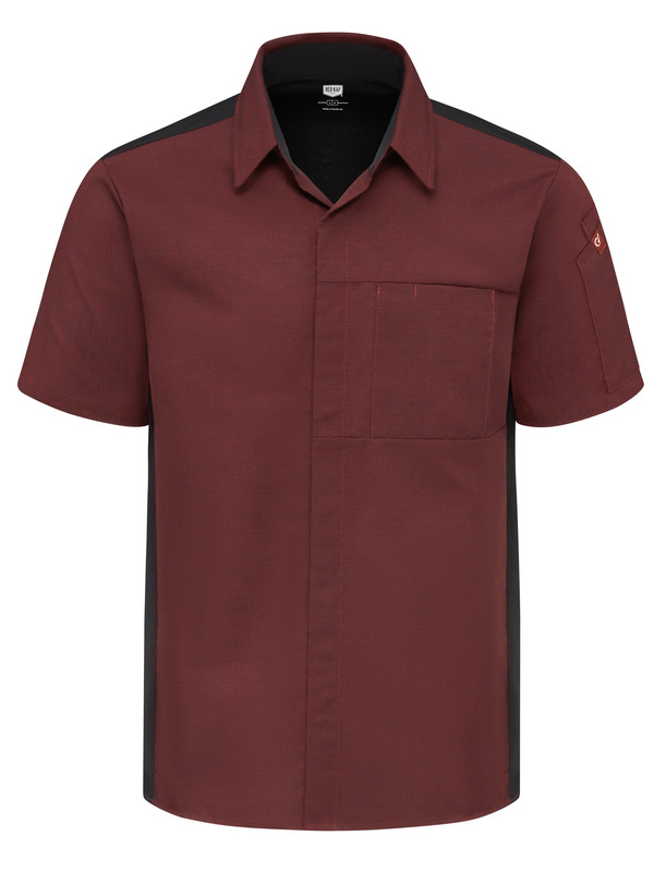 MEN SS GRIPPER FRNT COOKSHIRT MERLOT