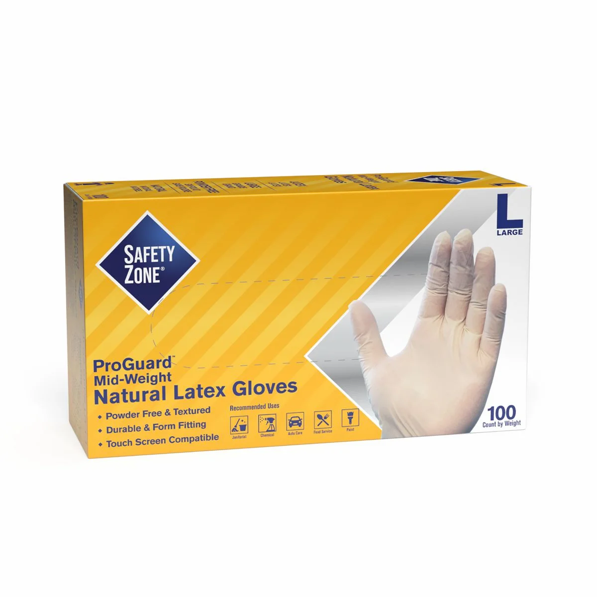 GUANTES DESECHABLES SAFETY ZONE LATEX LIBRE DE POLVO – GRPR S 1 T