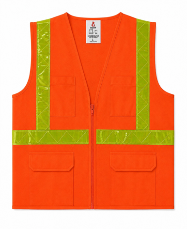 Chaleco Reflectivo SCUT Naranja con zipper Certificado ANSI