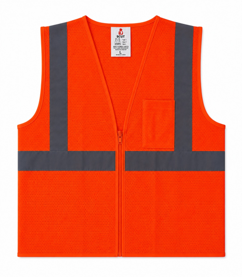 Chaleco Reflectivo SCUT Naranja Certificado ANSI/ Clase II 