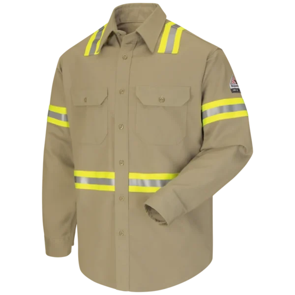 CAMISA COLOR KHAKI BULWARK DE ALTA VISIBILIDAD EXCEL FR ComforTouch 7 oz