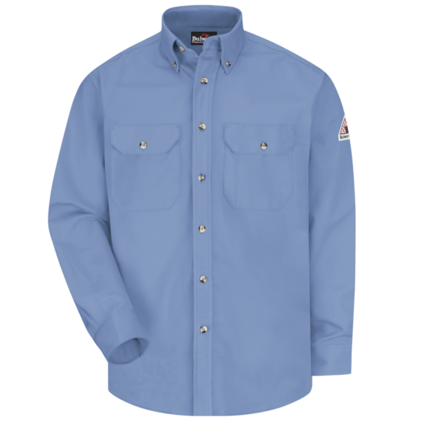 FLAME RESISTANT DRESS UNIFORM SHIRT LIGHT BLUE BULWARK EXCEL FR COMFORTOUCH 7 OZ