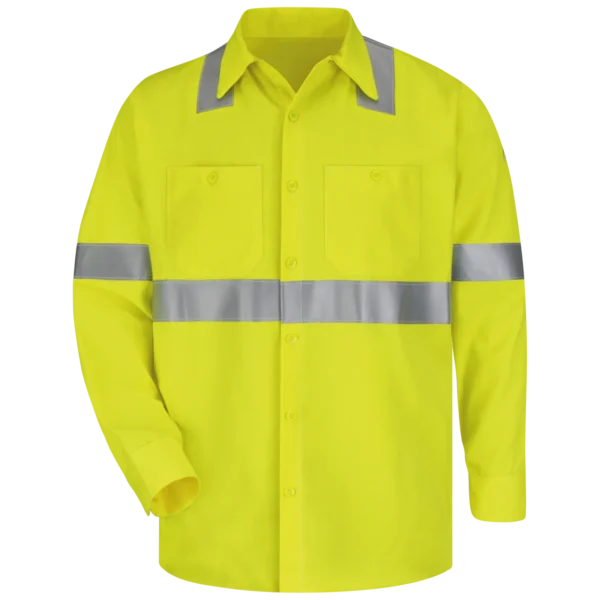 BULWARK HI VISIBILITY FLAME RESISTANT WORK SHIRT 7 OZ HRC2, INCLUDES 1 BARRICK LOGO YELLOW/GREEN